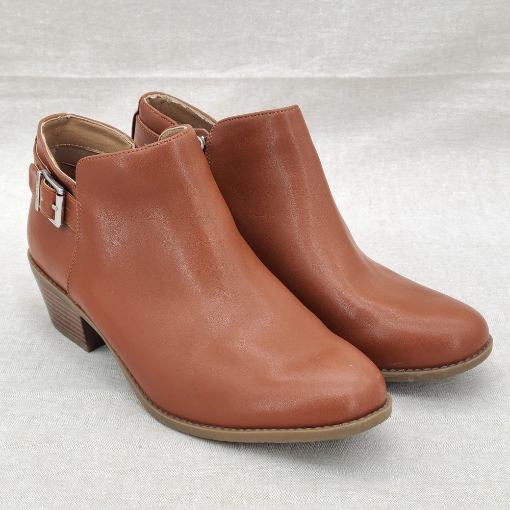 Vionic Millie Women's Bootie Size 8.5M Toffee Brown Leather Arch Support Zip